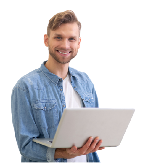 giovanotto con laptop
